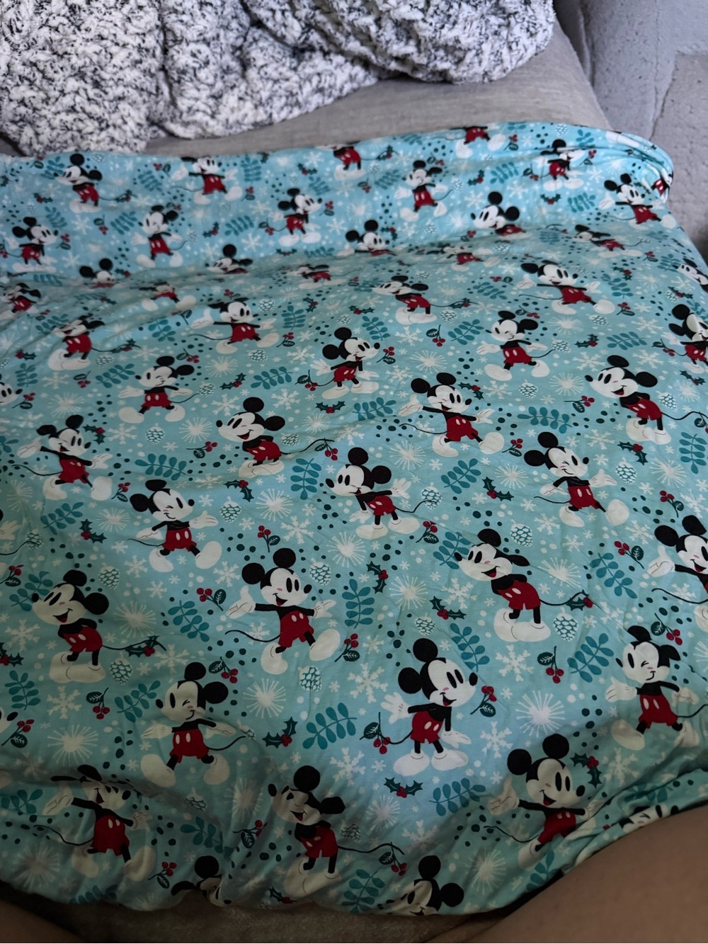 Little Sleepies Mickey Mouse Light Blue Holiday Throw